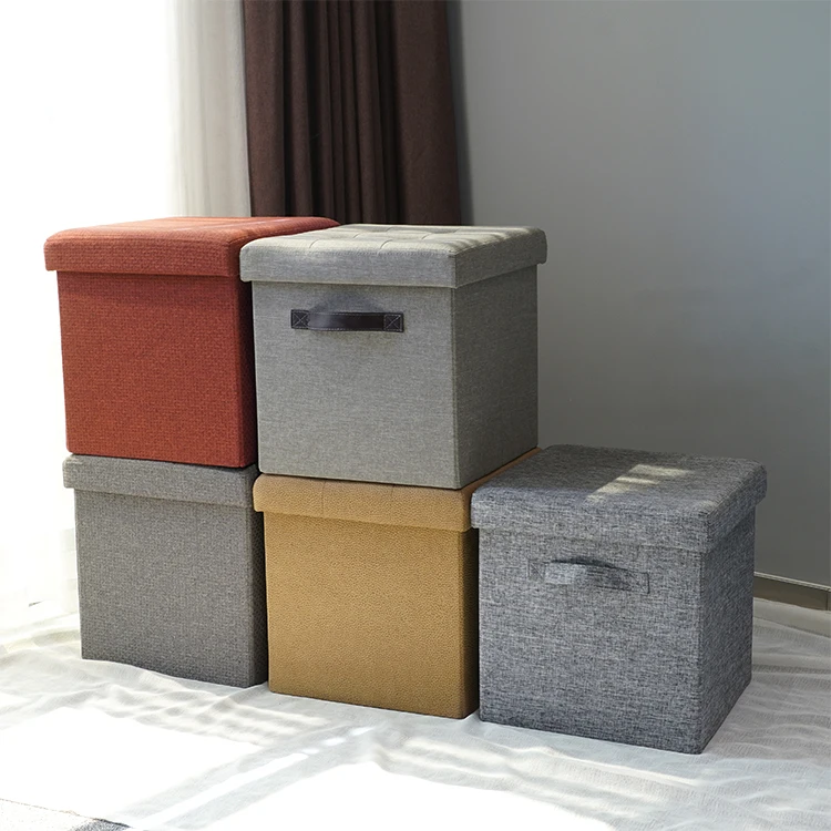 Custom Factory Wholesale Modern Storage Ottoman Saving Space Ottoman Stool Set