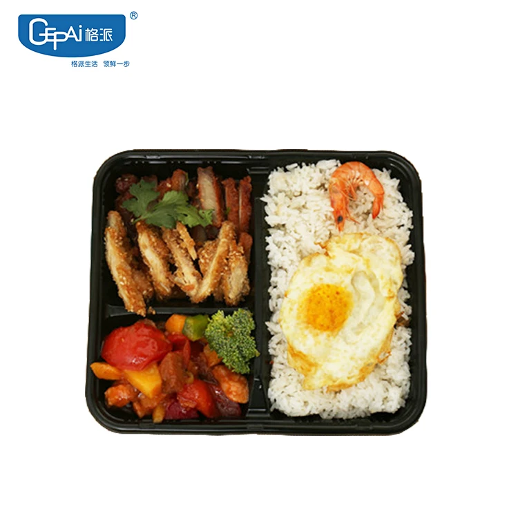 3 Compartment Rectangular Plastic Disposable Microwaveable Food Container Lids Freezer Safe Lunch Box Sushi Storage Take Away