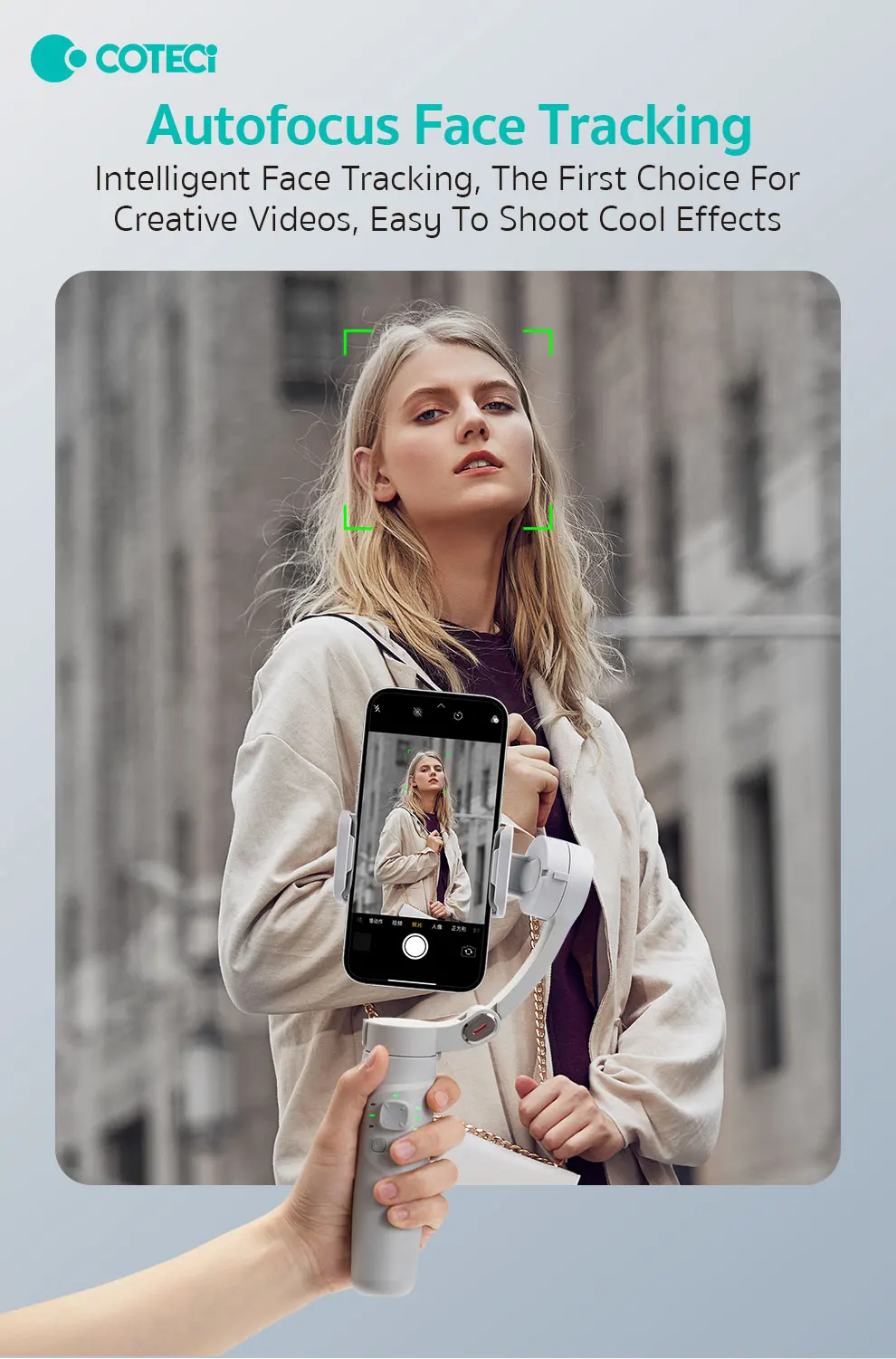 COTECi 3-Axis Smartphone Gimbal Stabilizer Smart Selfie Stick Face Tracking for Video Camera Mobile Phone Control Action Camera