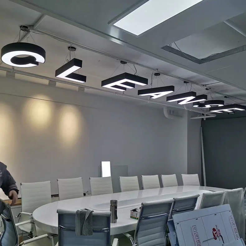 Modern LED Letter Lamp Creative Letter Shape Chandelier for Personalized Customization for Office Meeting Room Gym Living Room