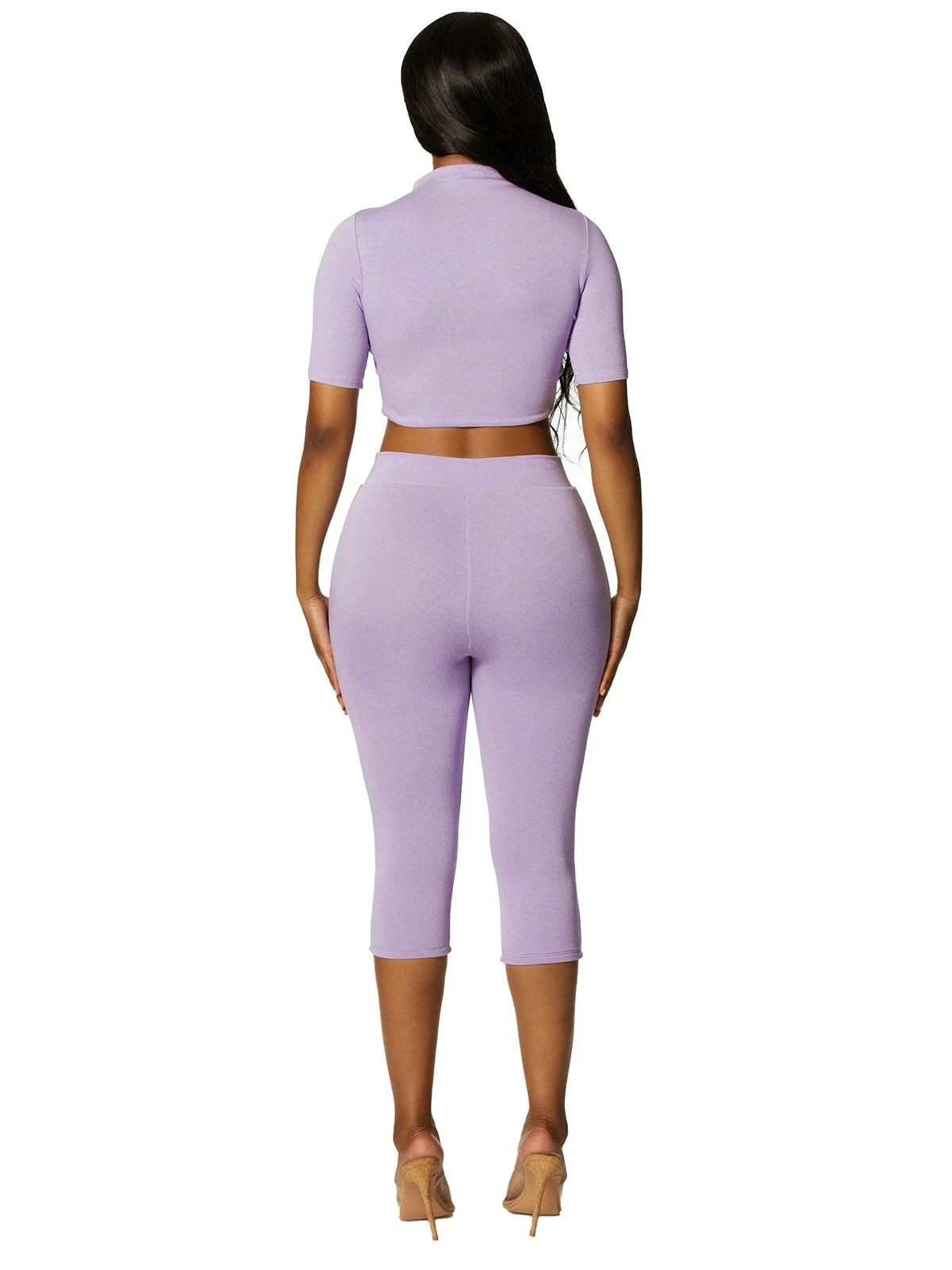 Wholesale Women Two Piece Set Leggings Thick Cotton Jersey Crop