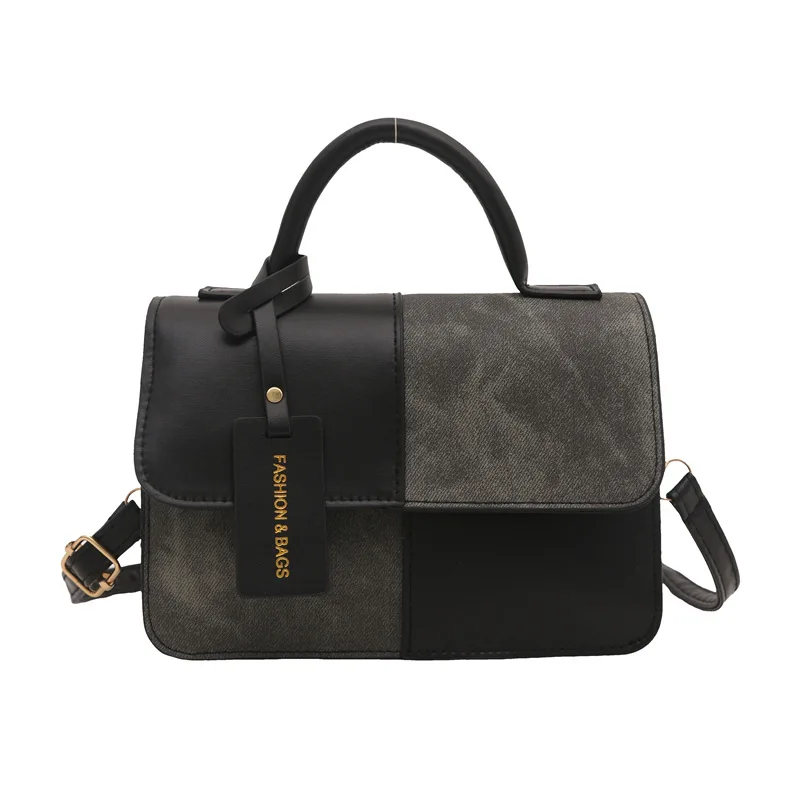 Women's Splicing Color Portable Small Square Shoulder Crossbody Bag with ZIP Closure Single Strap Modern Bag