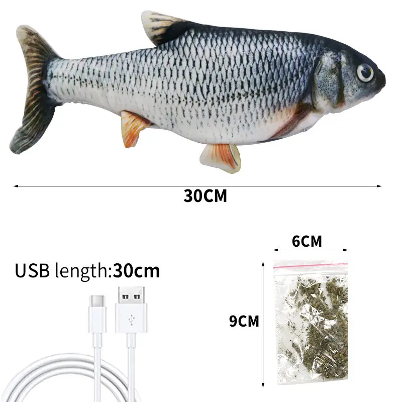 Usb 3d Soft Plush Simulation Dancing Moving Catnip Floppy Automatic Electric Chew Pet Interactive Fish Cat Toy for Cats