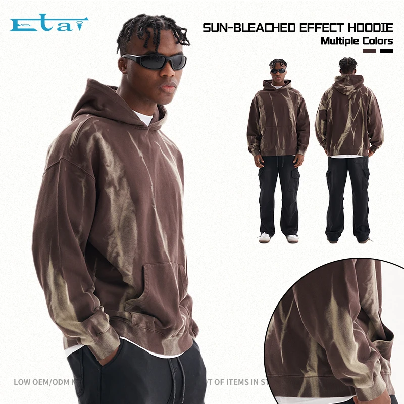 High Quality Heavyweight Sunfaded Washed Hoody Custom Streetwear Casual Fashion Acid Wash Hoodies