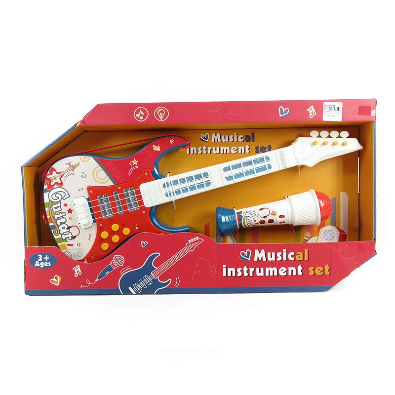 toy electric guitar and microphone