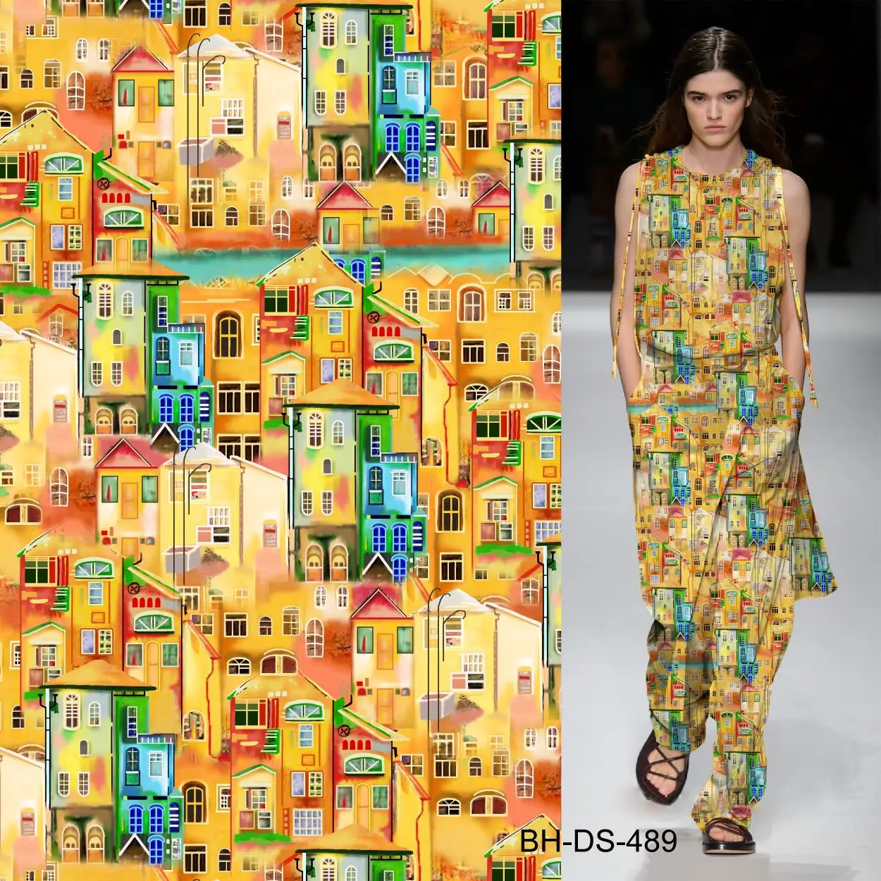 Модная элегантная вискозная ткань с цифровой