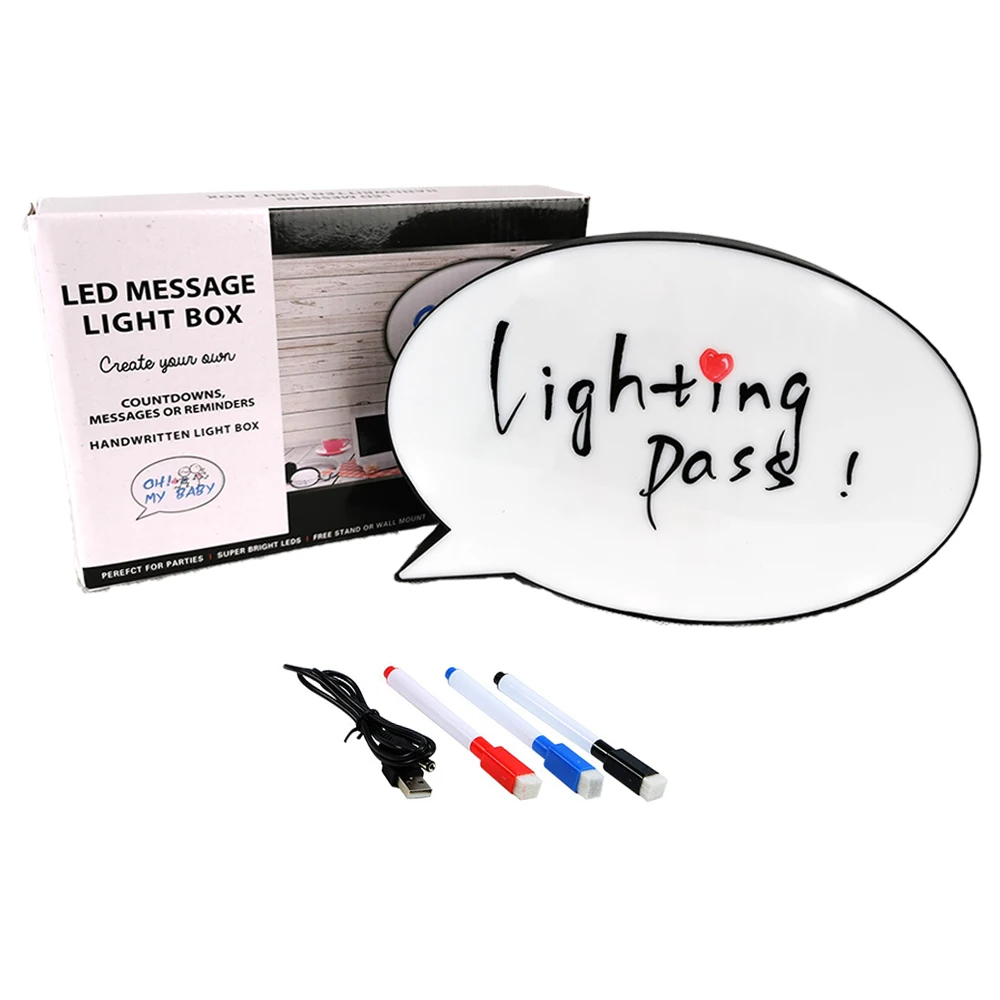36x22cm Cinema LED Light Up Speech Bubble Box DIY Message Indoor Sign 