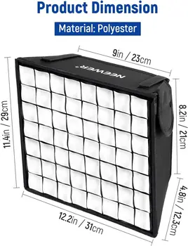 NEEWER 12.2"x11.4" Foldable Softbox Diffuser With Grid and Bag for NL660/SNL660/RGB660/RGB660 Pro/RGB660 PRO II LED Video Light detail image