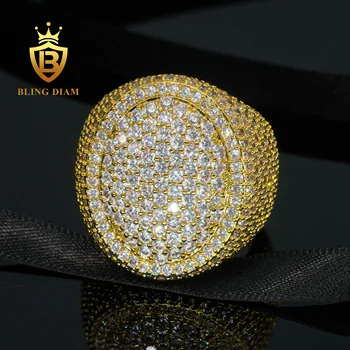 Factory price Hip hop Cuban Ring gold plated brass Ice out full Cz diamond rapper ringband 5A+  zircon hip hop ring