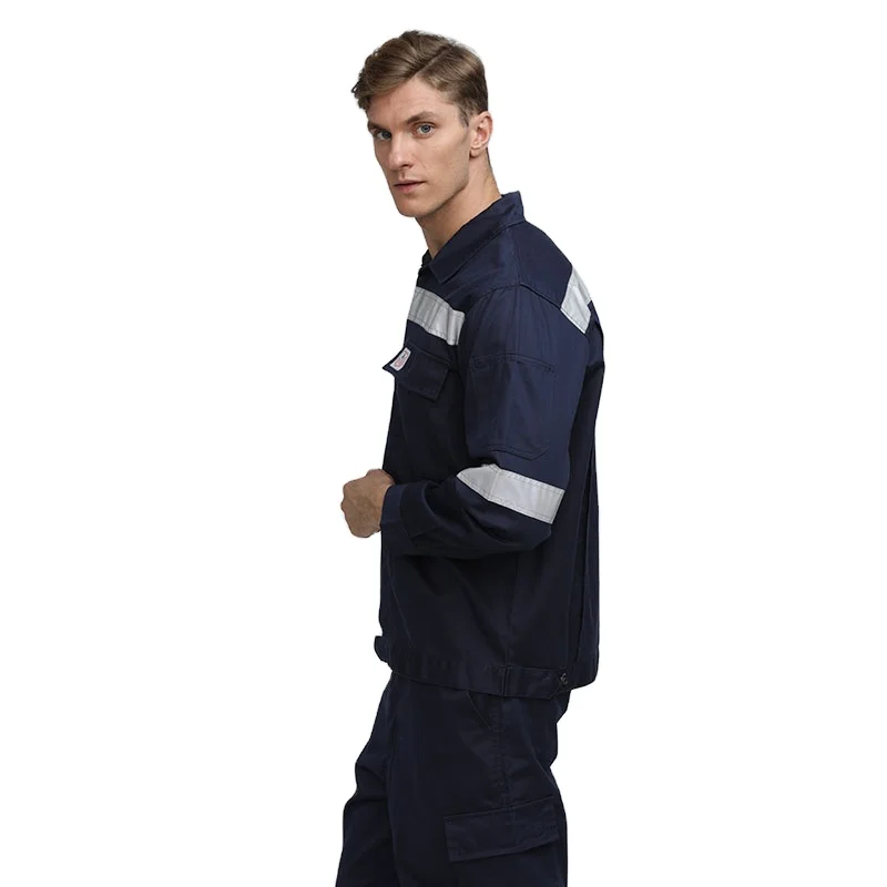 Car Repair Work Uniform Cotton Two Pieces Safety Overall With Reflective Coverall Hi Vis Work Wear Suit