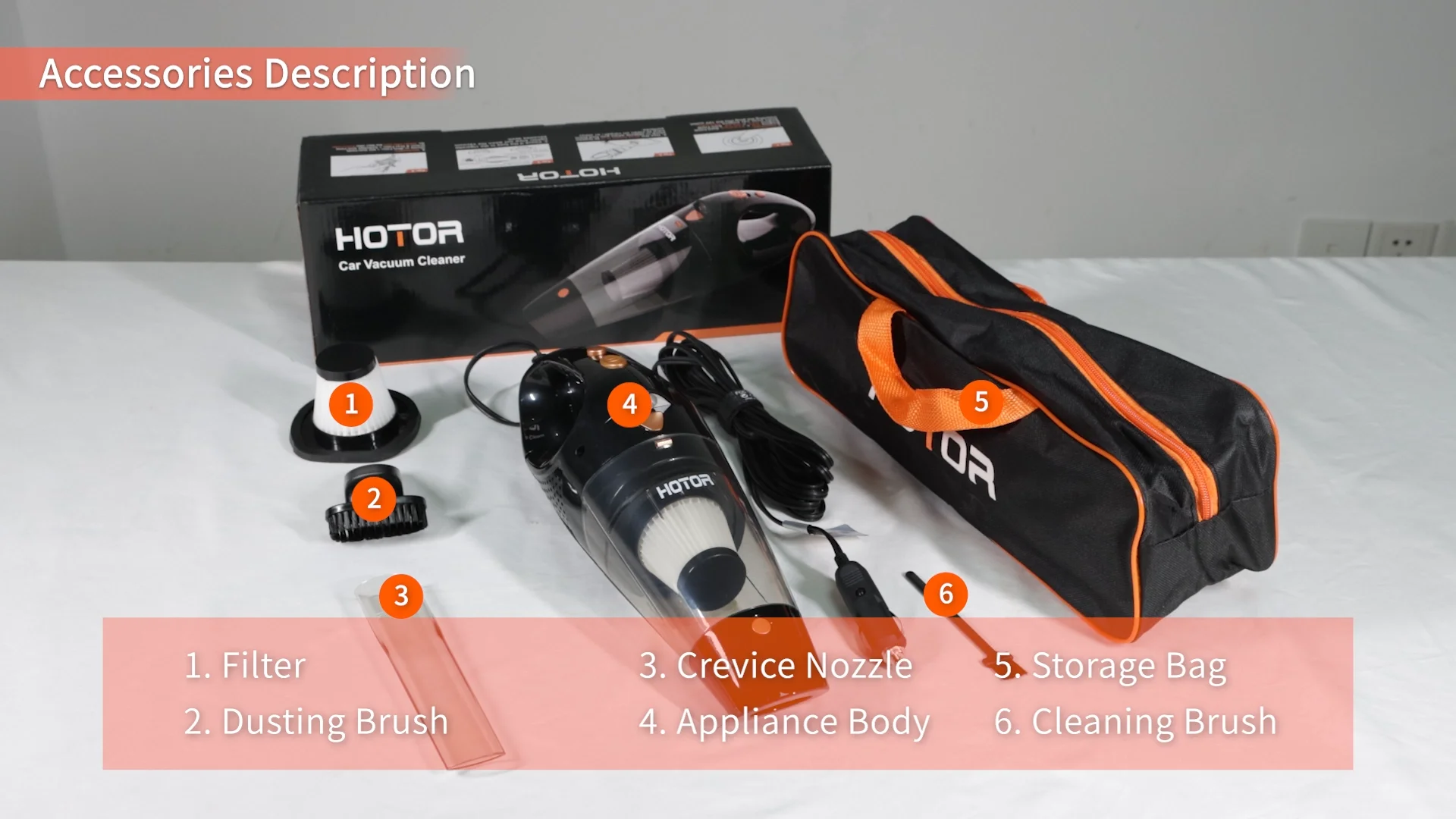 Hotor 12v 100w Handheld Mini Car Vaccum High Power Best Suction Hair