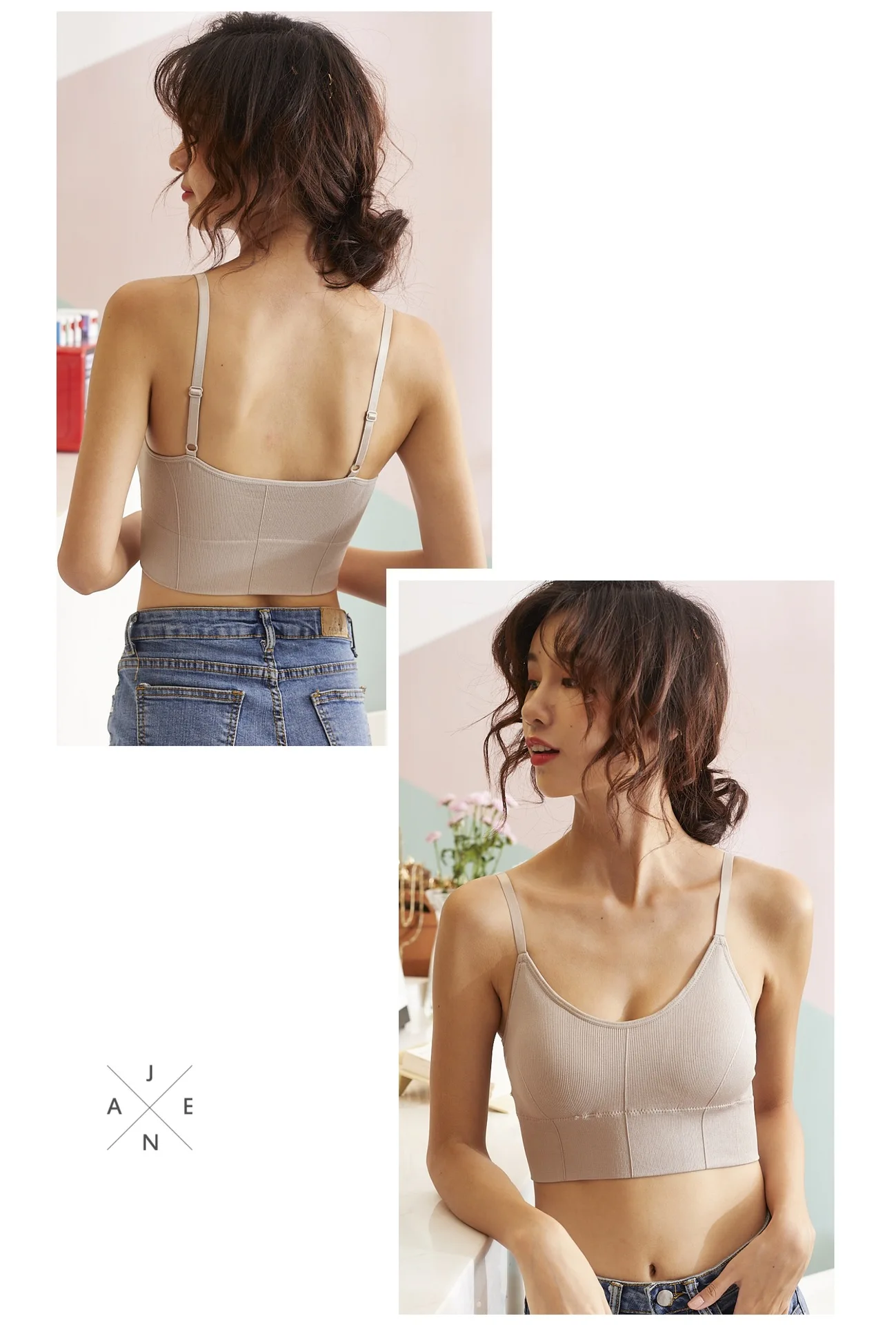 product manufactory wholesale threaded beautiful back wrap fitness women shoulder seamless adjustable straps wire free yoga sport bra-61