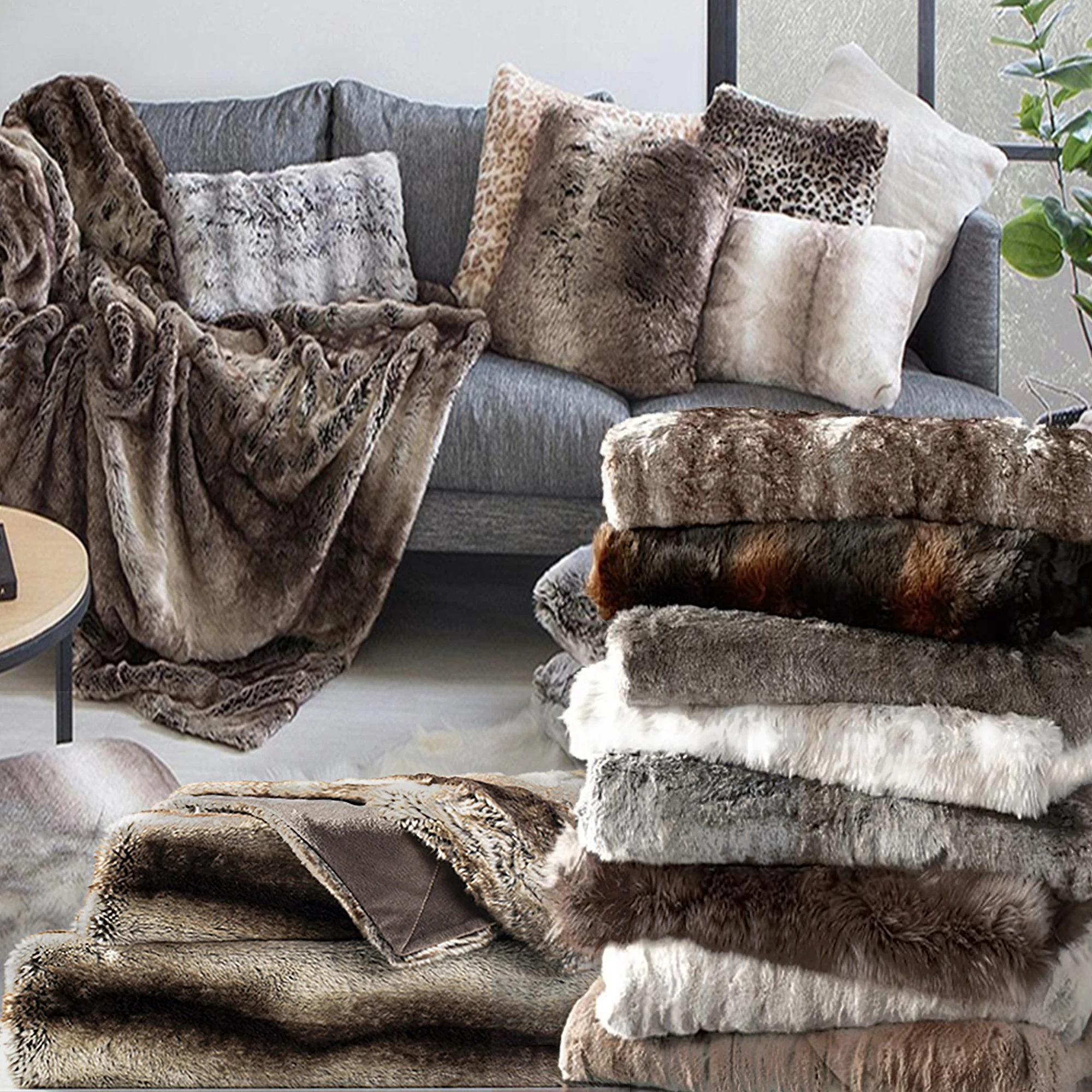 Fluffy Soft Solid Fleece Throw Blanket Anti Dust Mite Sherpa Plush Warm Faux Fur Thick Knitted 100% Polyester Customizable