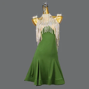 Professional Tassel Latin Dance Dress Competition Performance Costume Rhinestone Dancing Dress Sexy Dress Dance Performance Exam