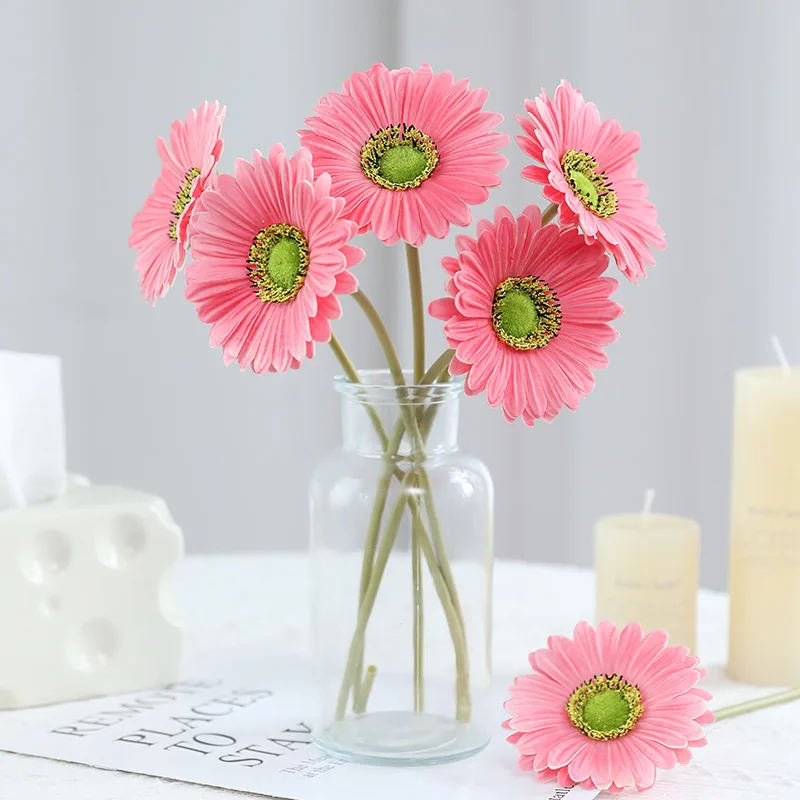 Multicolor Artificial Daisy Flower PU Gerbera Flower for Wedding Party Home Kitchen Decor Floral Arrangements