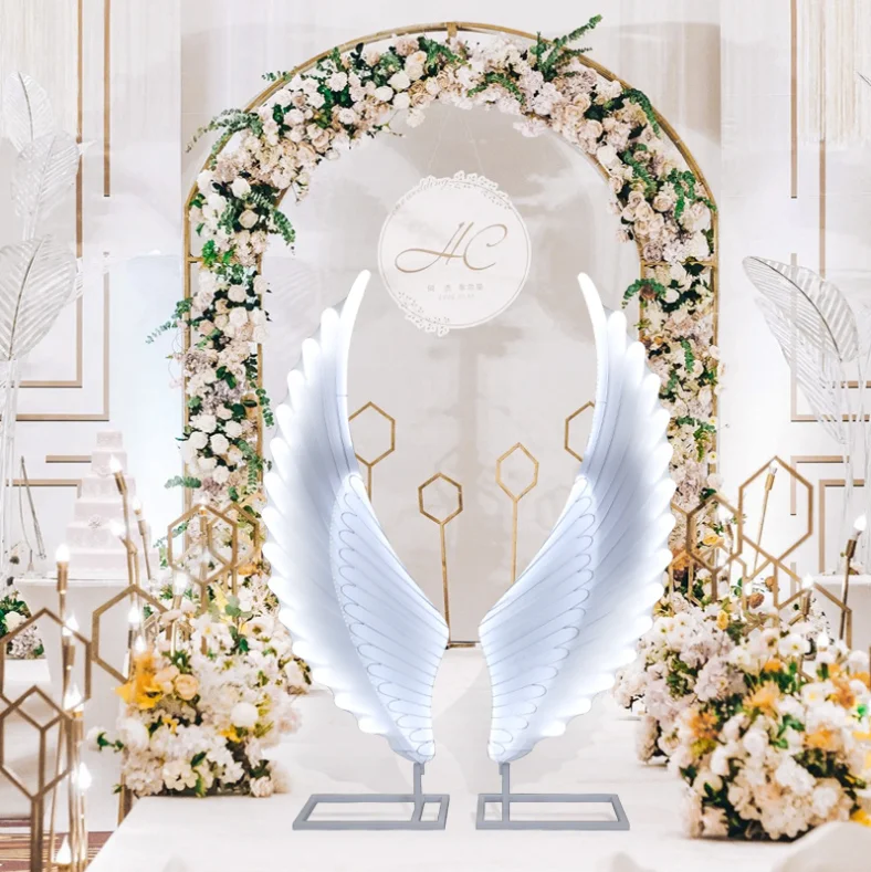 Wedding Backdrop Stage Decorations - Angle Wings & Lighting