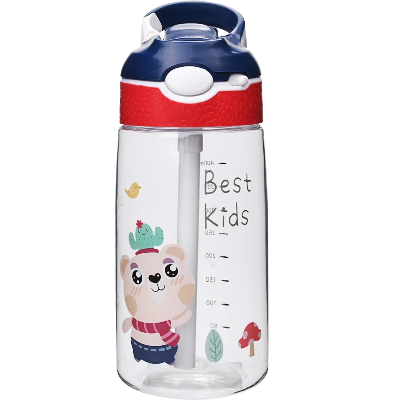 AOHEA 480ml Tritan Plastic Kids Water Bottle with Straw, and Carry Handle Kids Cups Sports Water Bottle BPA Free Water Bottle