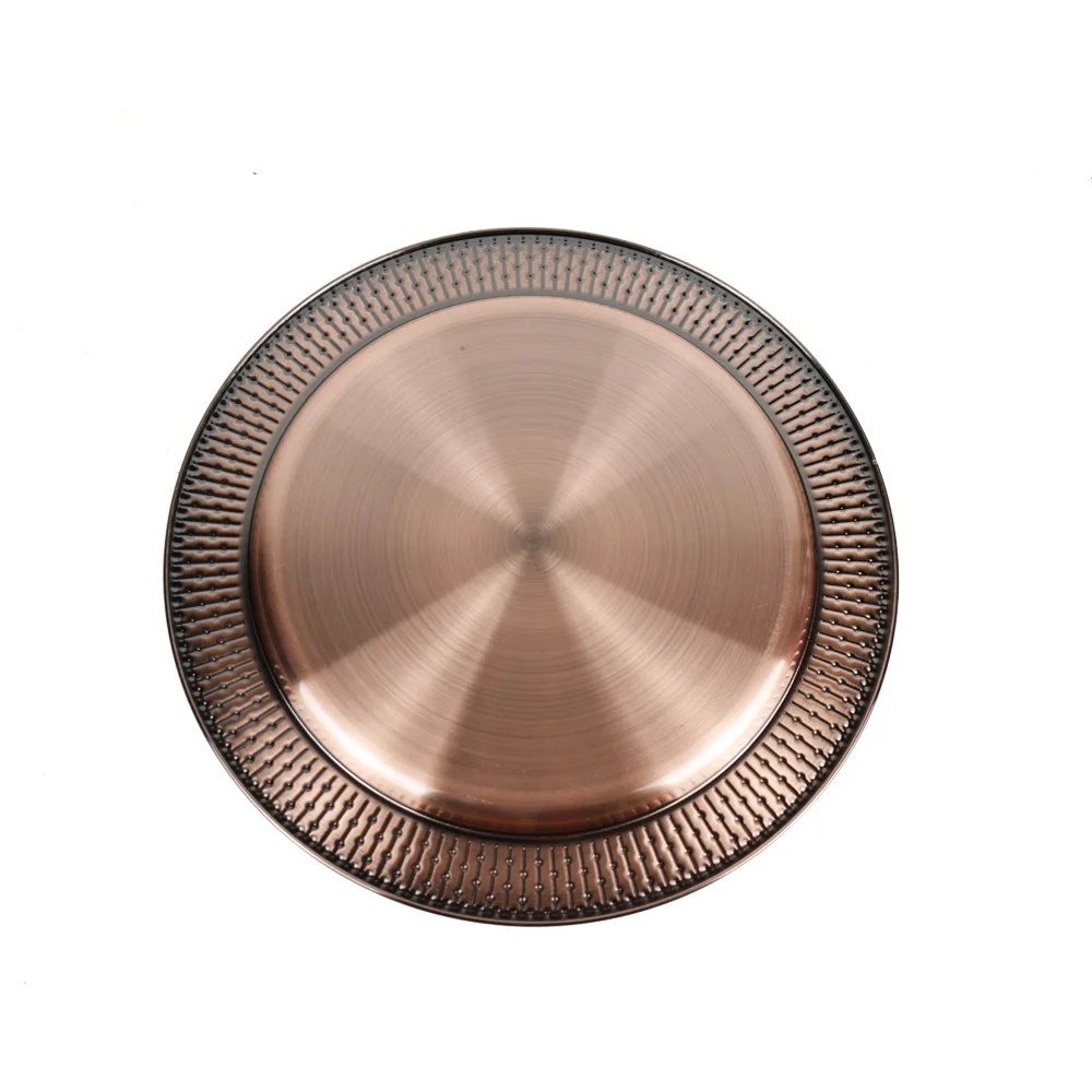 30cm,35cm, 40cm Stainless Steel Metal Plate Bronze Round Dish  Plate/cooper/bronze Metal Serving Tray charger plate