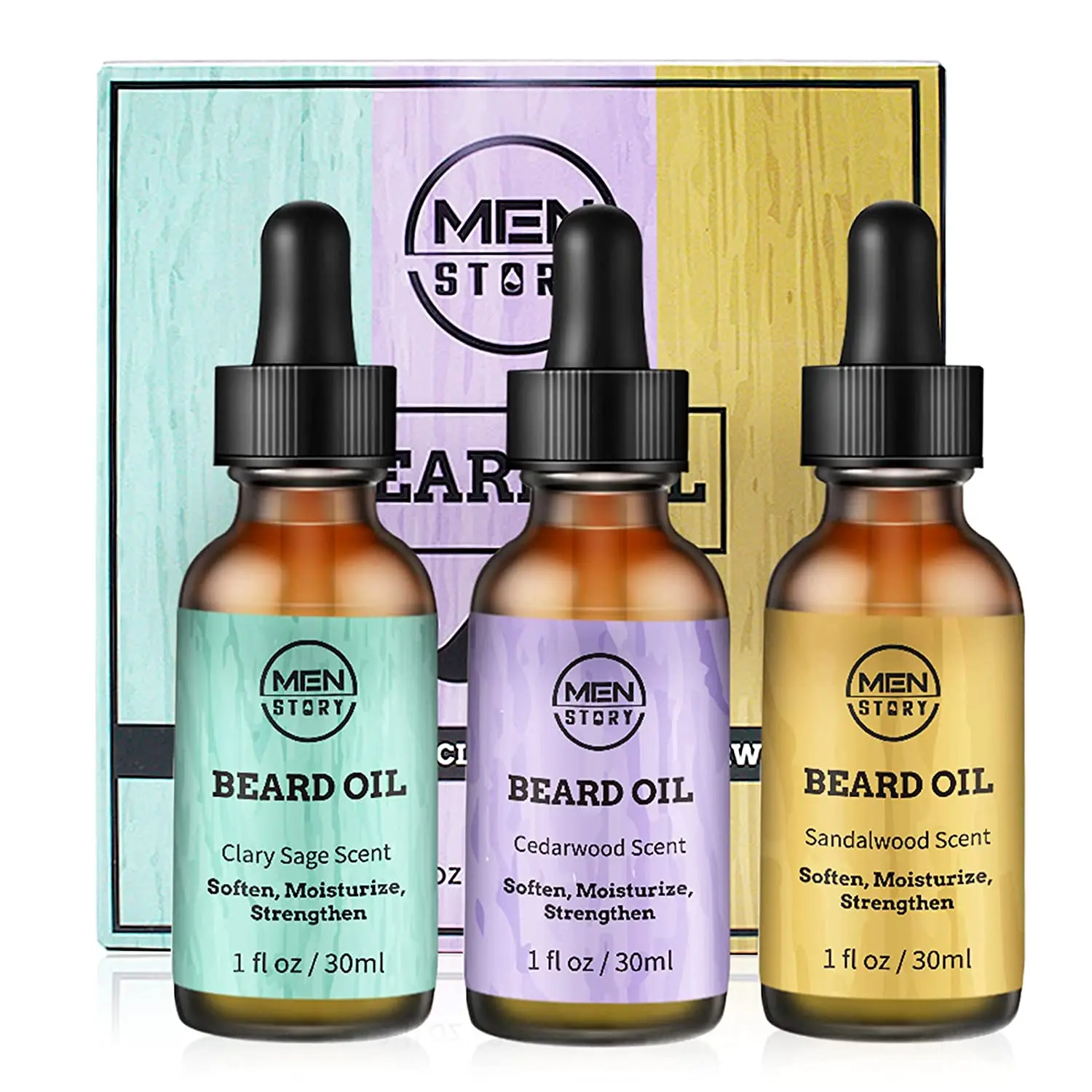Beard Growth Oil With Cedarwood, Sandalwood, and Sage Beard Care Private Label Moisturizing, Softening Beard Growth Kit