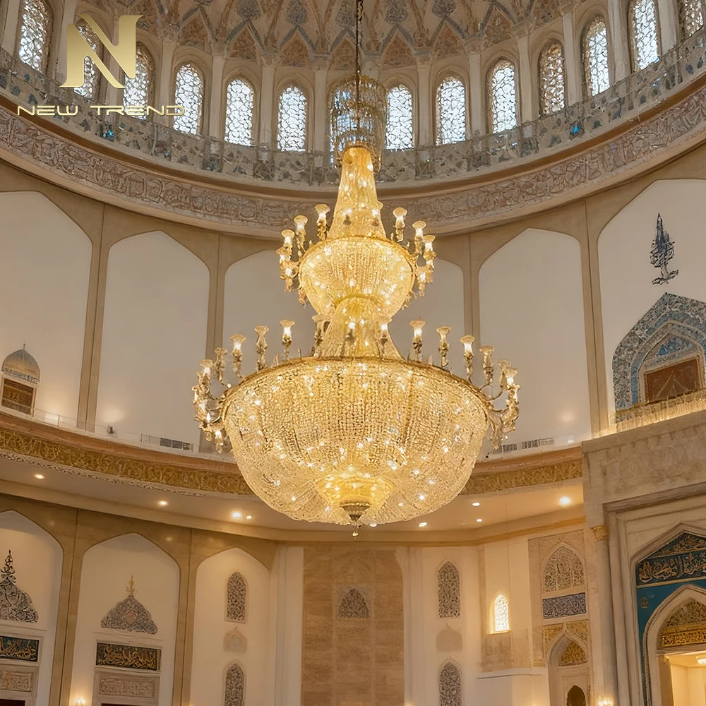 cpl-007 Bespoke Luxury Crystal Mosque Chandelier – Grand Islamic LED Lighting for Masjid Prayer Hall