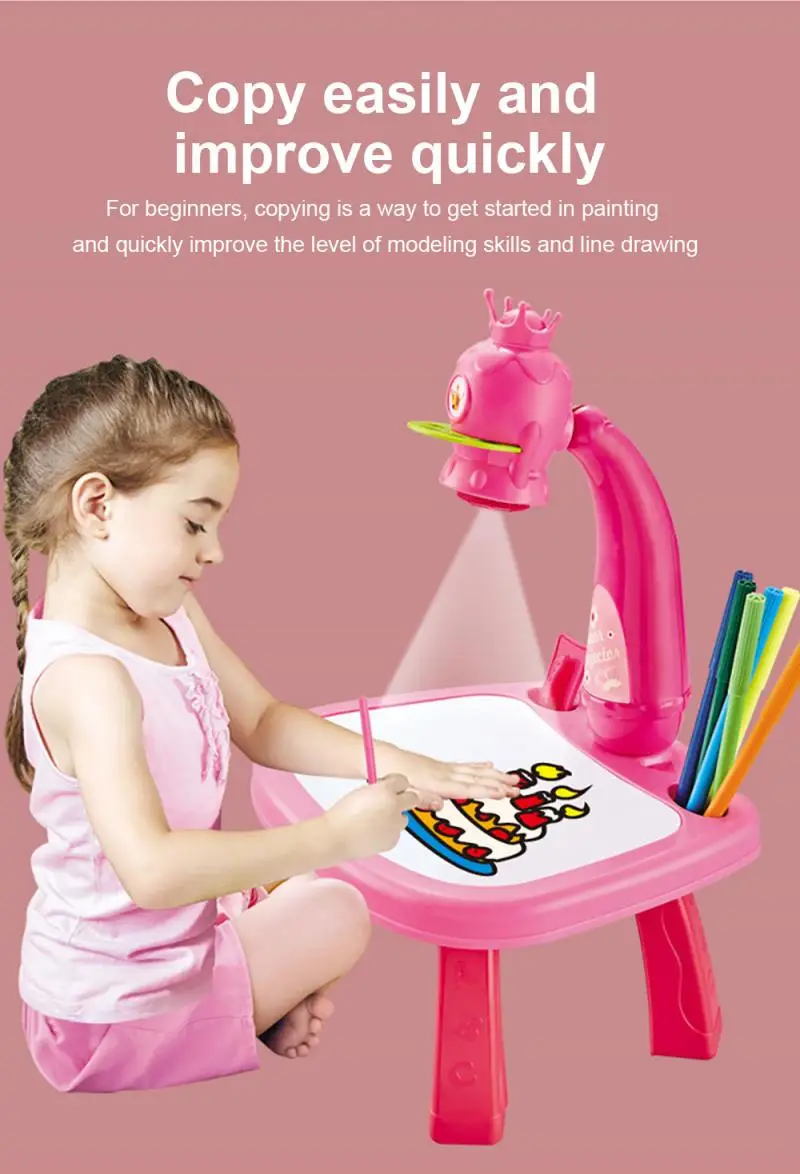 Mini Led Projector Art Drawing Table Light Toy for Children Kids