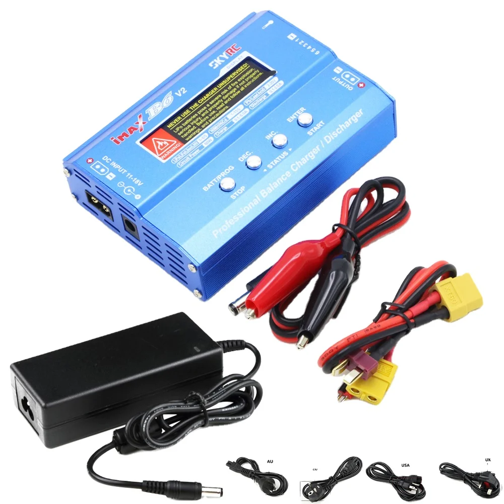 IMax B6 V2デジタルLCD Lipo NiMh 3Sバッテリーバランス充電器 (AC POWER 12v 5Aアダプター付き)  Rcカードローンヘリコプター用