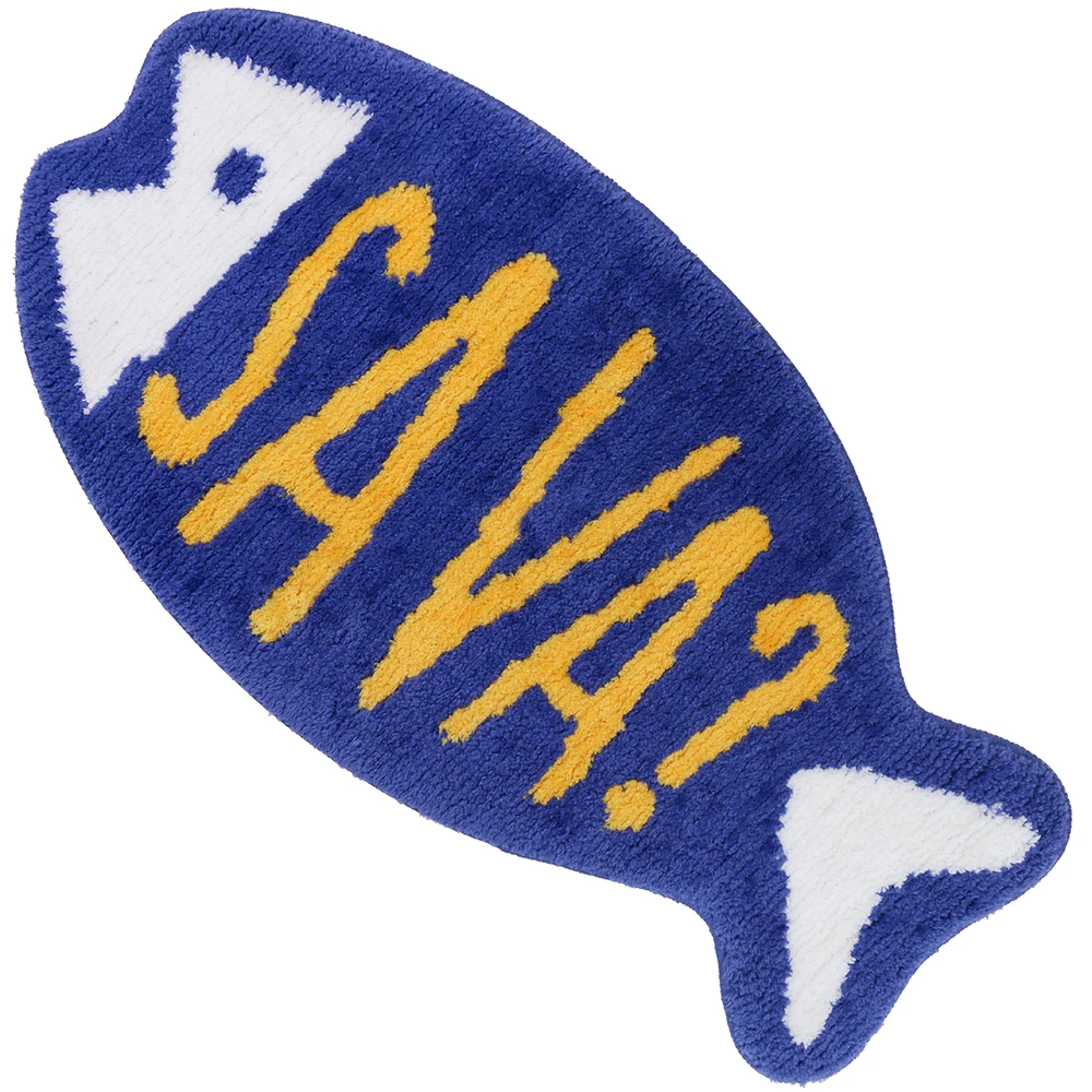 Big Machine Tufted Fish Animal-shape Bathroom Anti-Slip TPR Floor Mat Strong Water Absorption Microfiber Shaggy Bath Mat