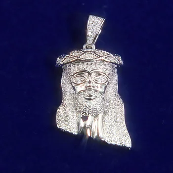 Fashion Style 925 Sterling Silver VVS Moissanite Inlay Jesus Pendant Religious Jewelry