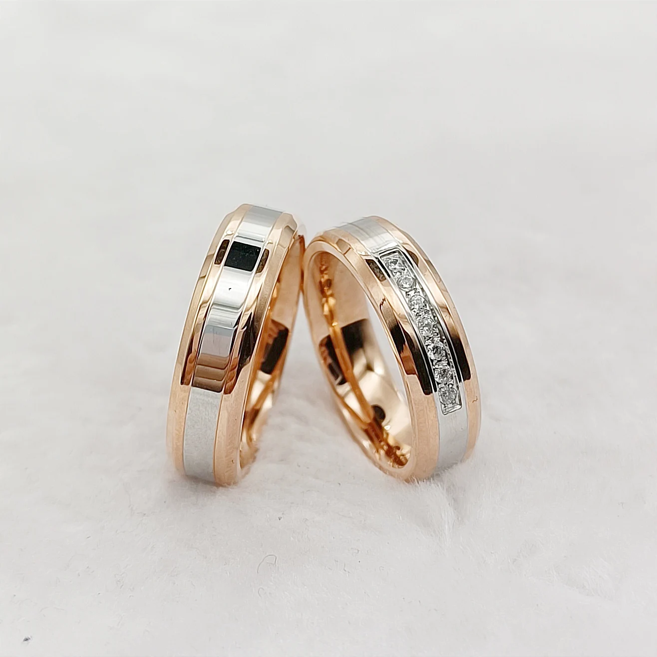 Anniversary Wedding Promise Rings 18K Rose Gold Plated