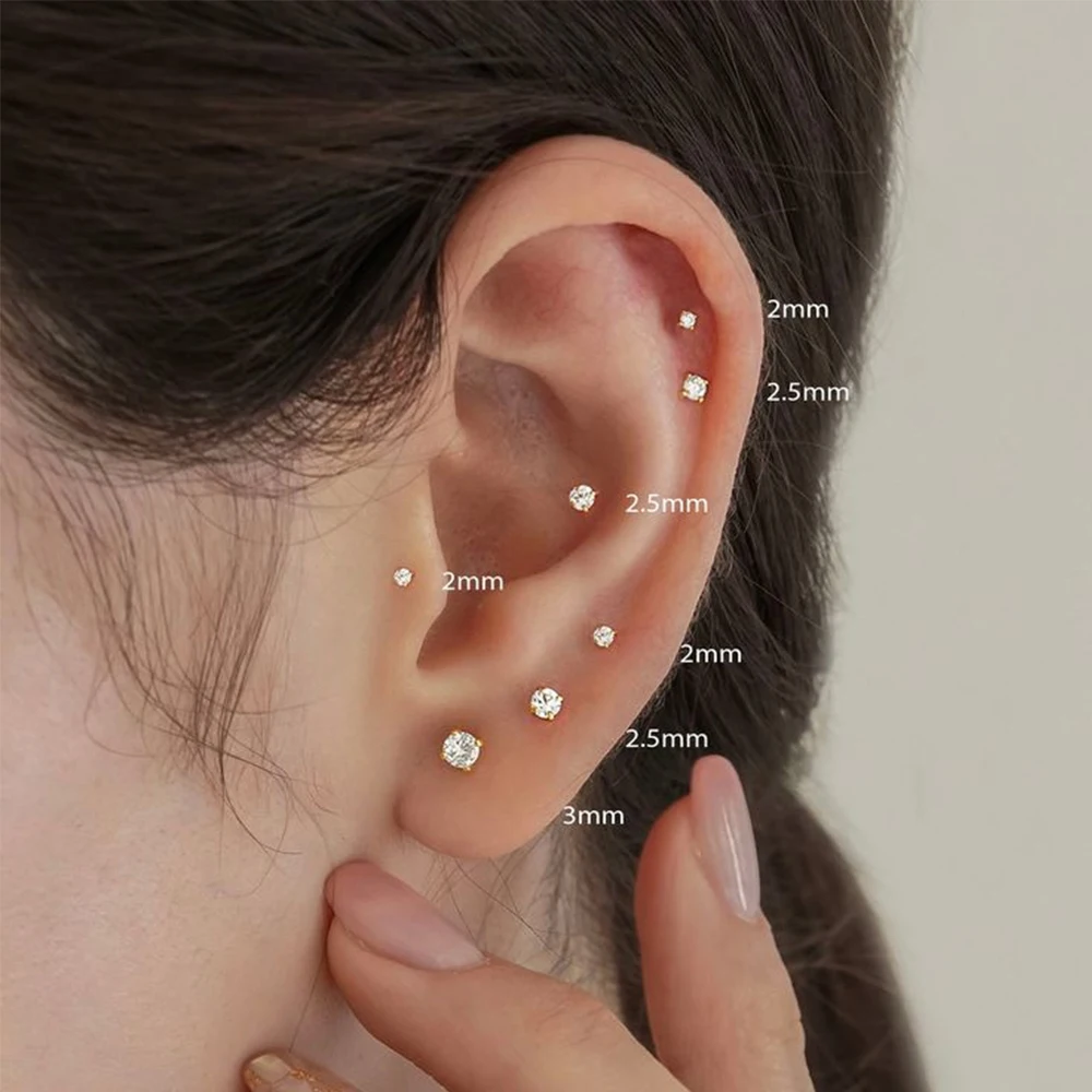 Pendientes De Titanio G23 16G, Para Labret, Helix, Tragus, Hipoalergénicos, Con Circonitas, Para Mujeres