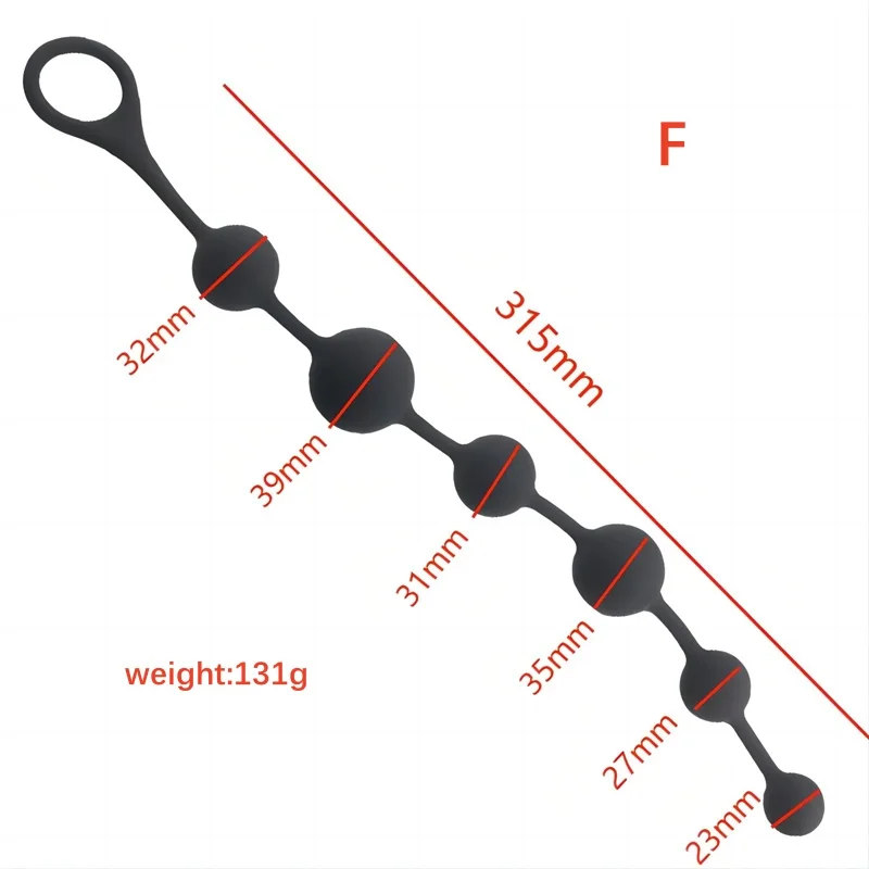 Black silicone anal bead trainer complete set
