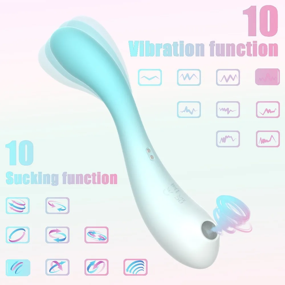 Gradient Color Girls Fashion Vibrating Wand 10 Function Modes for Women Pussy Massage Sucking Vibrators
