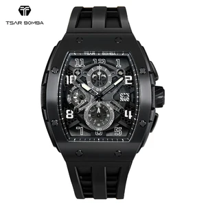 Luxury Quartz Mens Watch Japanese Movement Rubber Strap Sapphire Glass Waterproof Wrist Watches for Men