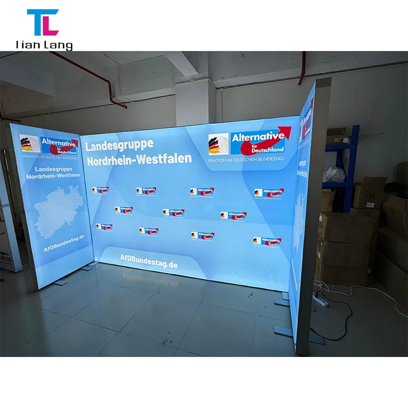 Mažmeninė greita įdiegimo 10x20ft iškylančio fonavimo SEG prekių parodo stendą reklamos ryšių įrenginys su šviesos dėžute