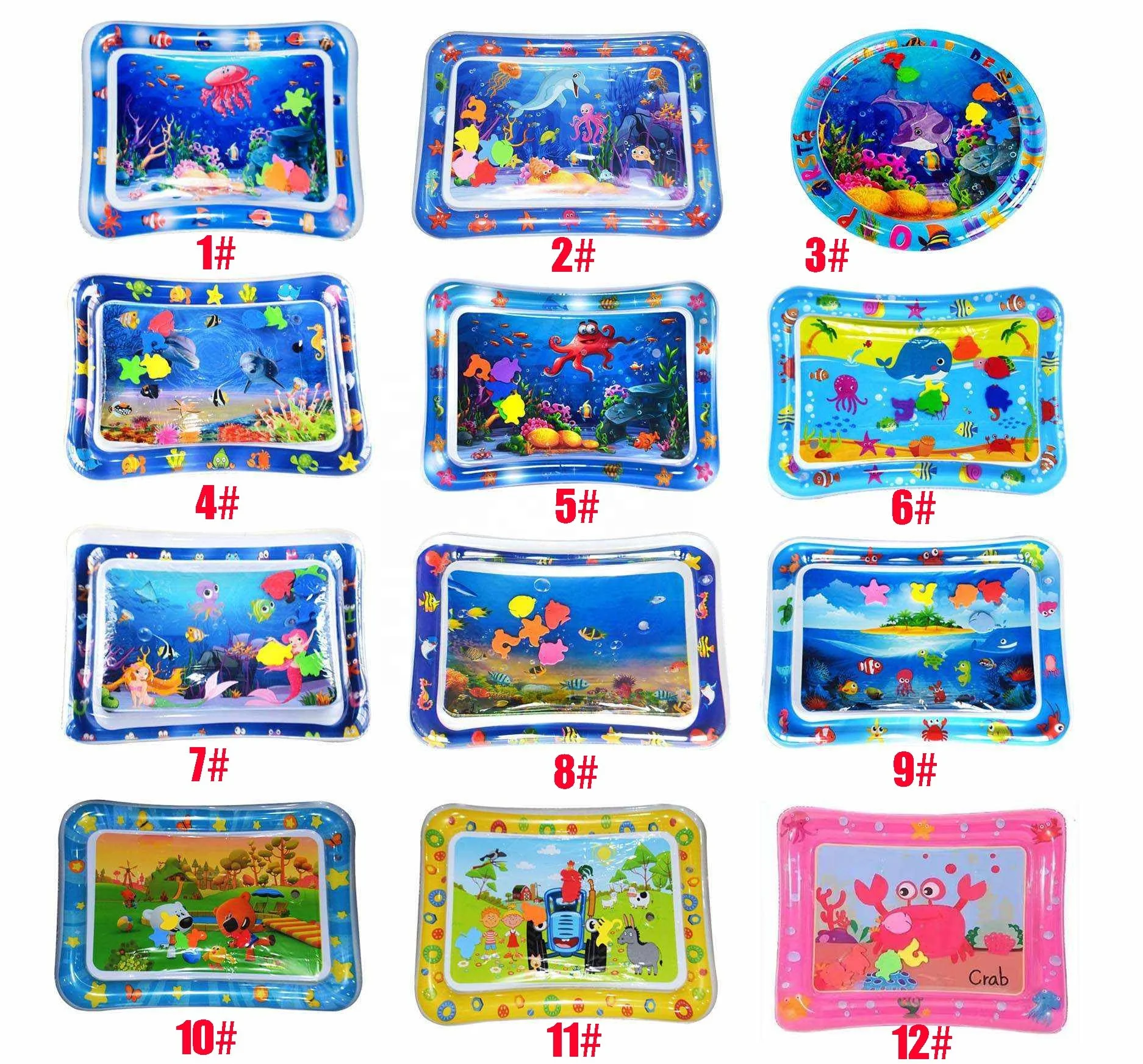 Mart New Design PVC Tummy Time Infant Mat Baby Water Mat Toys Kids Inflatable Water Play Mat