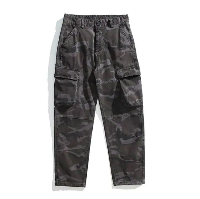 Multi pocket camo pants for men loose fitting straight leg casual cargo pants outdoor camouflage tactical pants