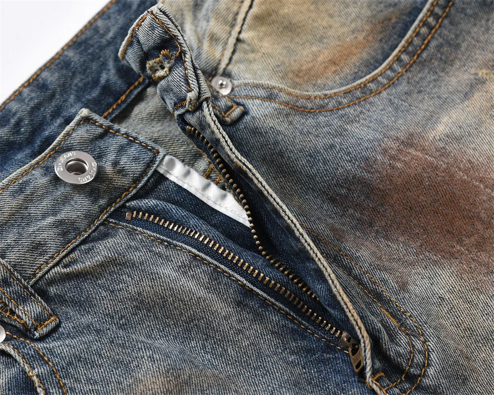 Clothing Manufacturers Punk Ripped Dirty Custom Denim Wide Leg Pants Baggy Jeans Man Men's Jeans Men