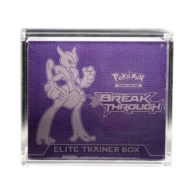 Wholesale Custom Square Acrylic Pokemoon Booster Box Elite Trainer Clear  Acryl Card Case with Magnetic Lid Modern Portable Style