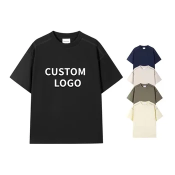 100% Cotton Plain Blank Drop Shoulder Oversize T-shirts Heavyweight Tee shirts Custom Logo Manga corta para hombre y mujer