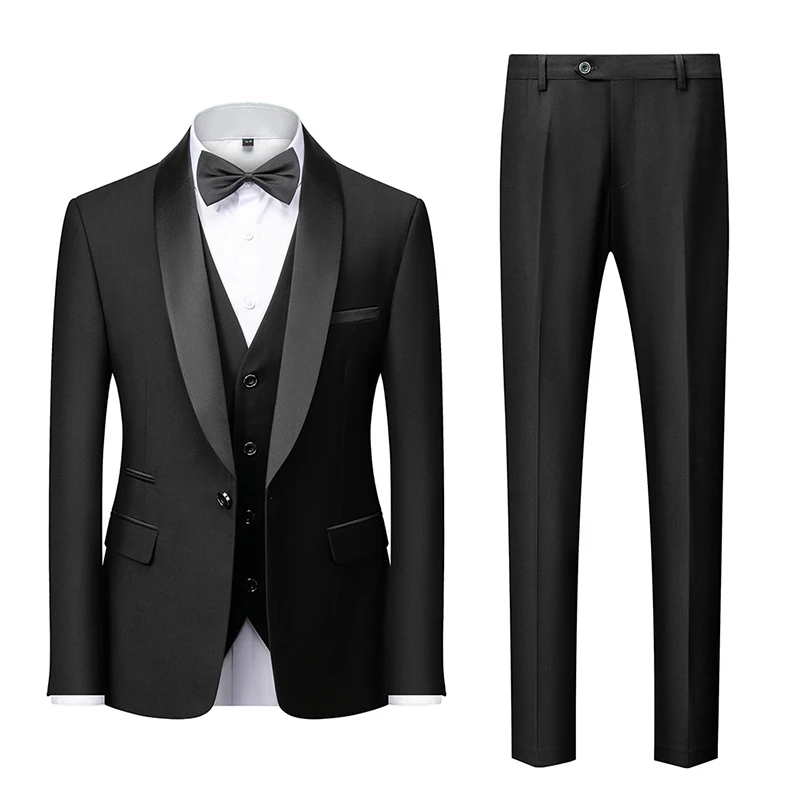Men's 3 Pieces Suit Elegant Solid Slim Fit Single Breasted Party Blazer ...