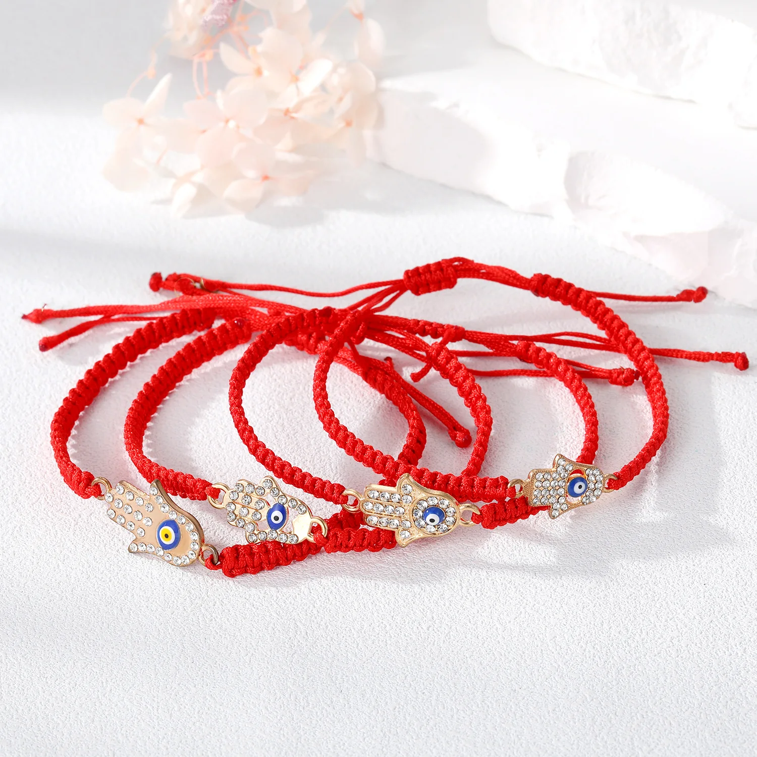 Lucky Adjustable Men's for Bracelet Thick Red String with Evil Eye Custom Woven Turkish Blue Eye for Couple Friendship or Gift