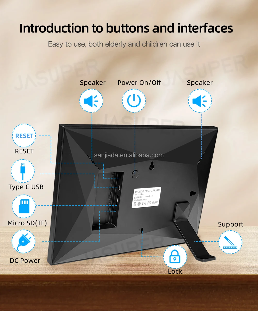 Frameo 10.1 Inch Wifi Digital Photo Frame 32gb Memory Autorotate