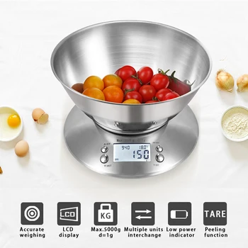 Alternative view of HYD 5kg 2L Bowl Stainless Steel Electronic Digital Nutrition Food Weighing Kitchen Scale