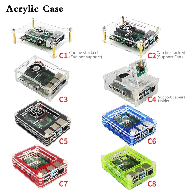 Raspberry Pi 4 Model B 2/4/8GB RAM + Case + Fan + HeatSink + Power Adapter + SD Card +HDM-compatible Cable for raspberry pi 4B