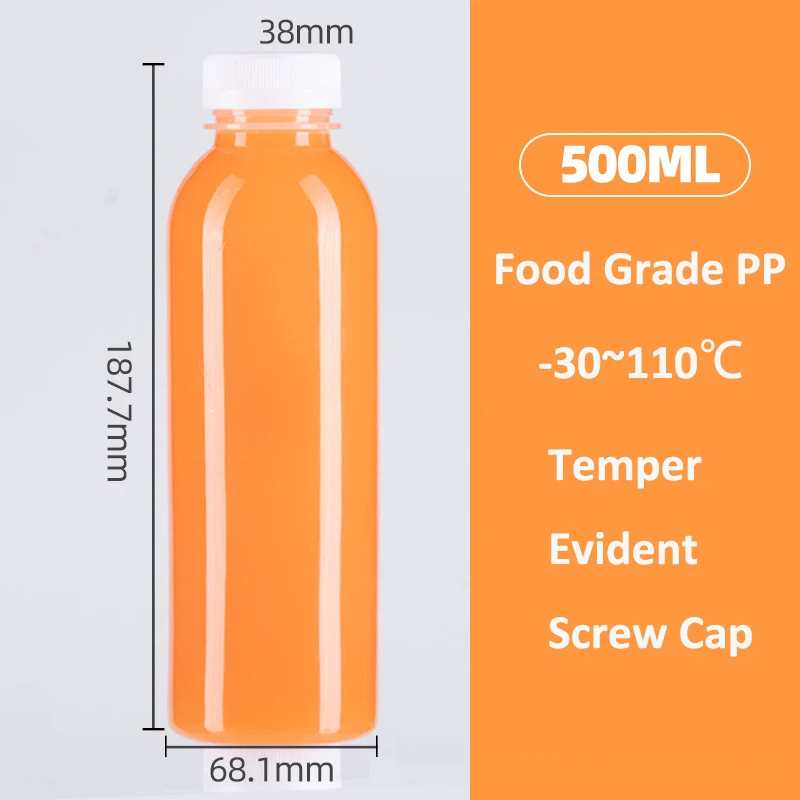 Plastic juice bottle with temper-evident Screw caps Boba tea bottle For Drink beverages PP/PET details