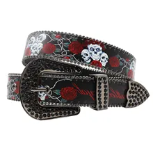 Factory High Quality Western Printed Fashion Vintage Belt Cowboy Designer Diamond Studied Rhinestone Belt