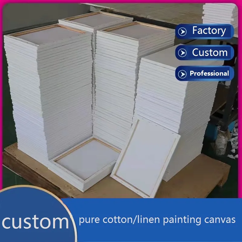 Wholesale Custom 100% Pure Cotton Stretched Canvas Artist Blank Painting Canvas Frame for Acrylic Painting