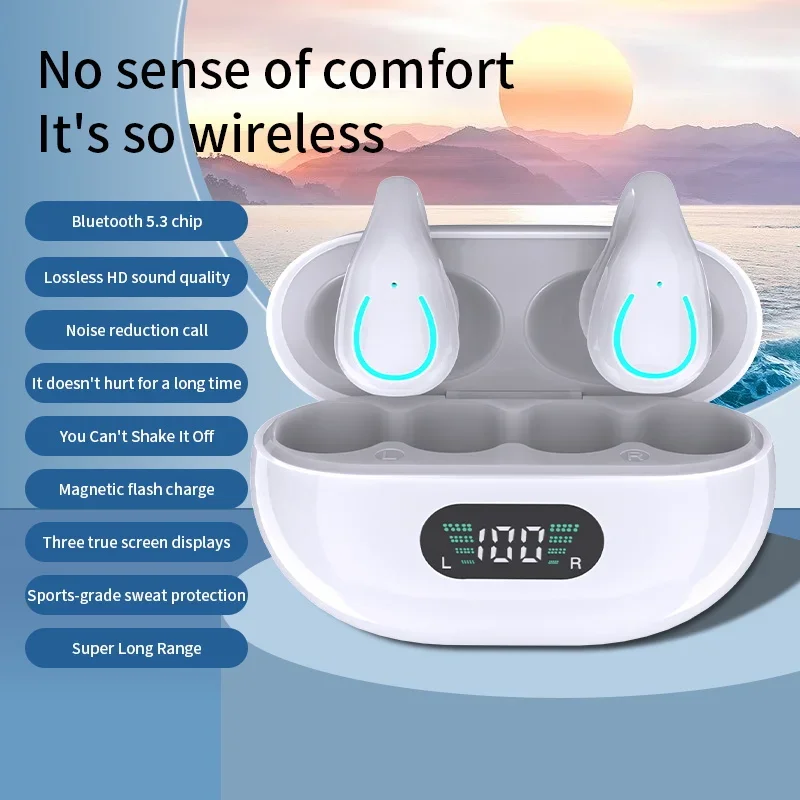 OEM HiFi Stereo Ear Clip Earbuds TWS Bone Conduction Noise Cancelling ANC Sports Wireless Headphones