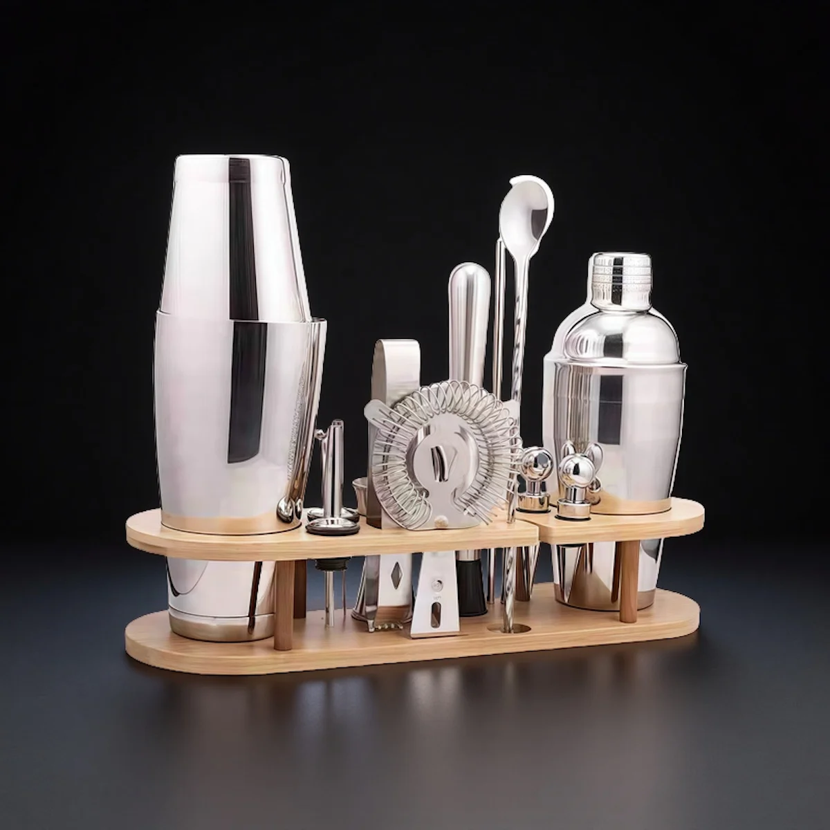 Professional Barware Tools Bartender Kit Bar Accessories Stainless Steel Customized Logo Durable Cocktail Shaker Set 17 Pcs for