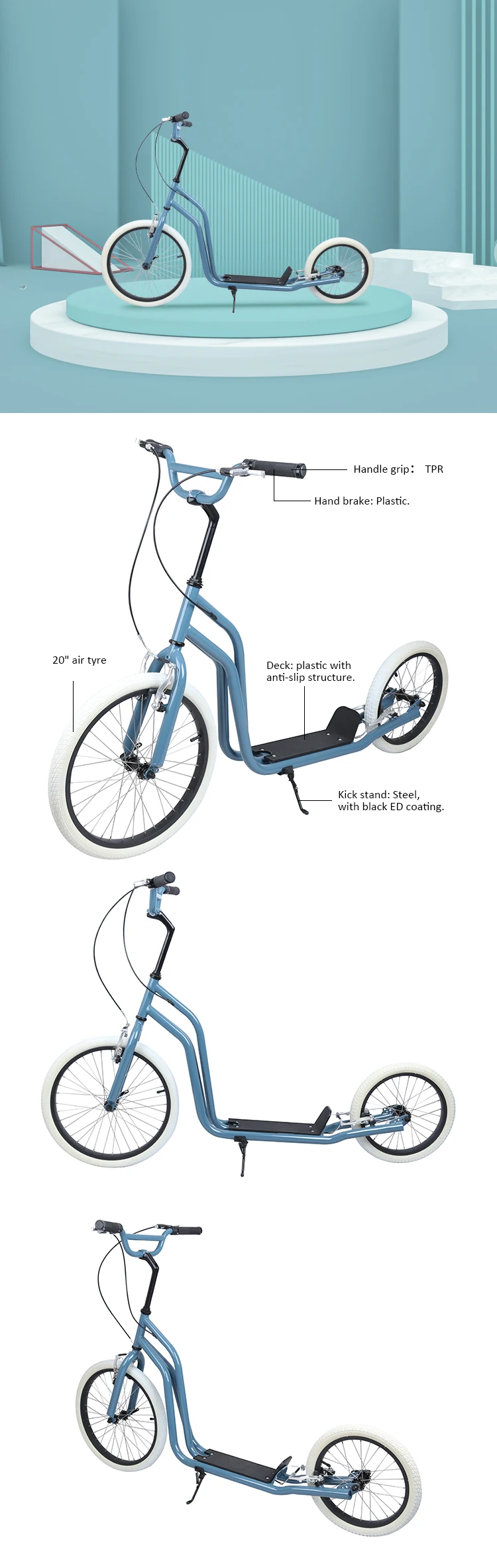 Custom New Fashion Two Wheel Kick Scooters & Foot Scooters Kids Youth Foot Pedal Kick Scooter